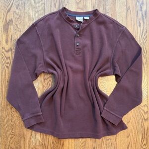 L.L. Bean Waffle Knit Henley – Men’s Large – Burgundy
